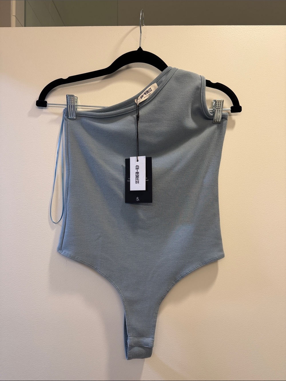 One-Shoulder Light Blue Bodysuit